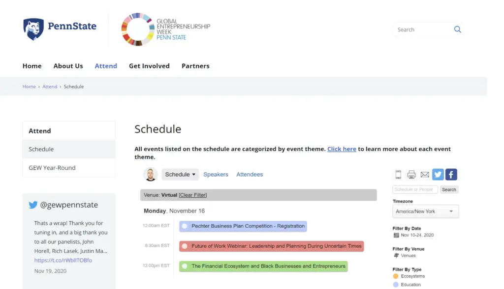Penn State Customized Event Page Sched.m